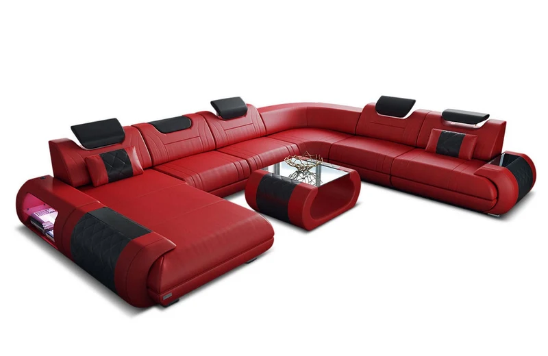 XXL Wohnlandschaft Rimini U-Form aus Leder