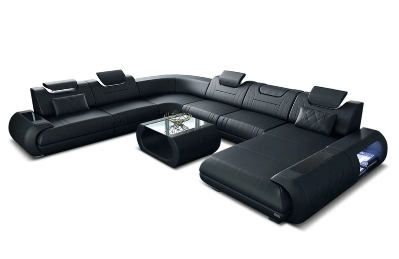 XXL Wohnlandschaft Rimini U-Form aus Leder