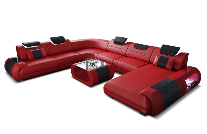 XXL Wohnlandschaft Rimini U-Form aus Leder