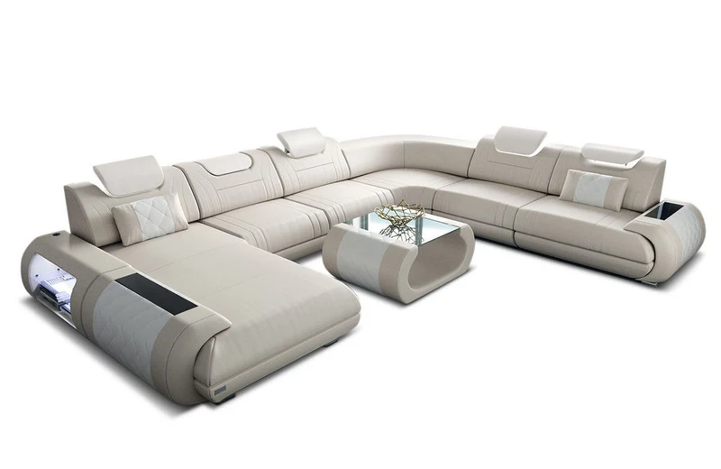 XXL Wohnlandschaft Rimini U-Form aus Leder
