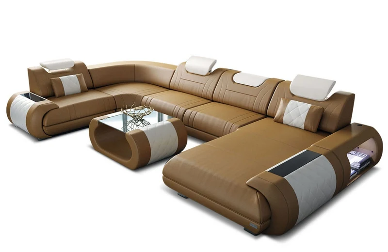 Leder Couch Rimini U-Form