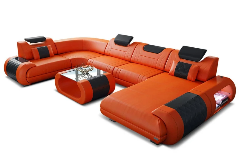 Leder Couch Rimini U-Form