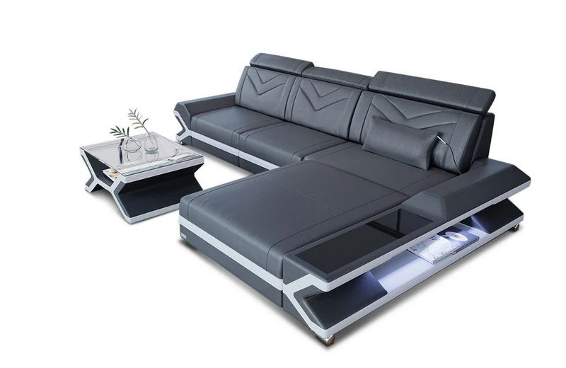 Ecksofa Napoli L-Form aus Leder