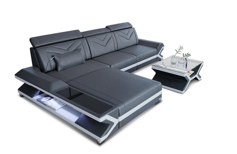 Ecksofa Napoli L-Form aus Leder