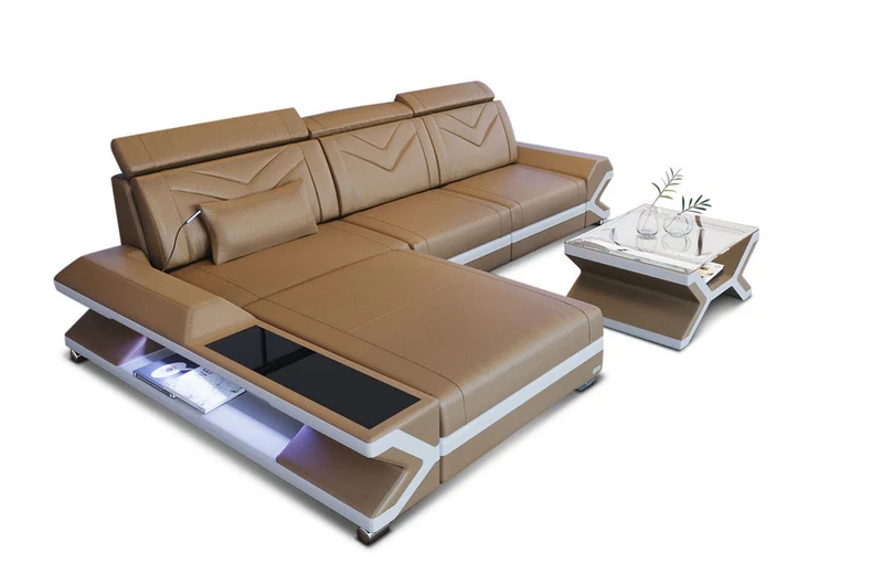 Ecksofa Napoli L-Form aus Leder
