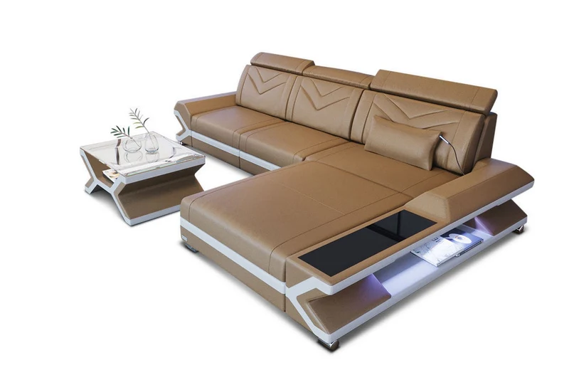 Ecksofa Napoli L-Form aus Leder