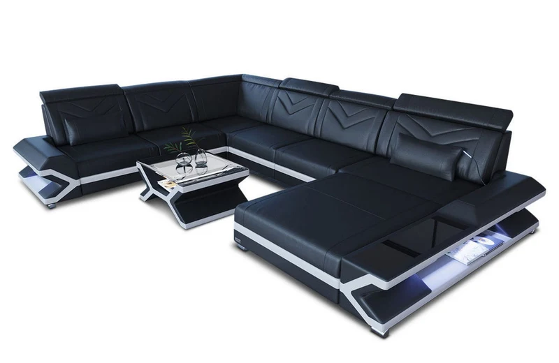 Wohnlandschaft Napoli XXL U-Form in Leder