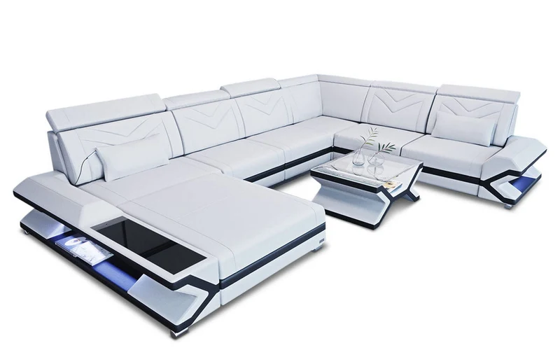 Wohnlandschaft Napoli XXL U-Form in Leder