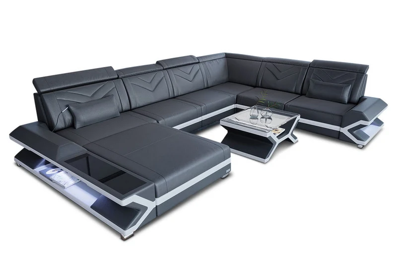Wohnlandschaft Napoli XXL U-Form in Leder