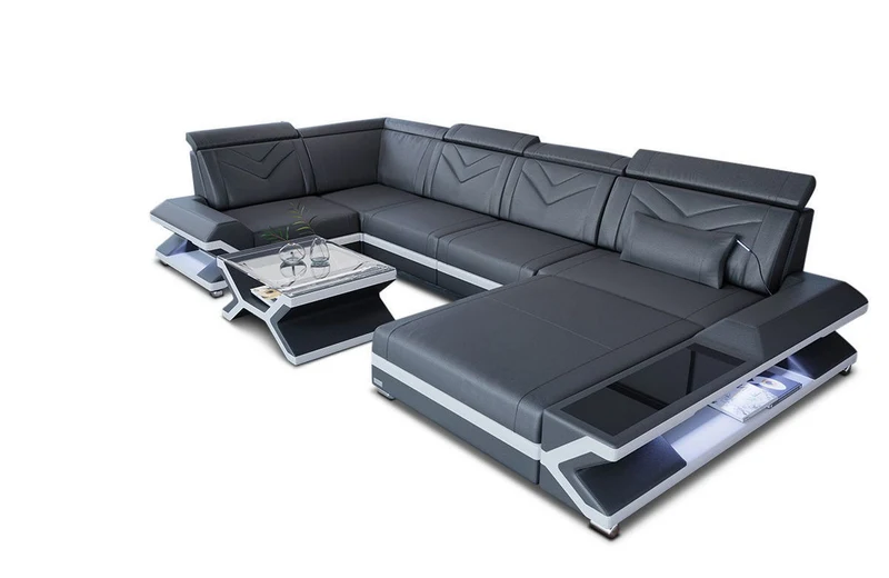Designsofa Napoli Eleganz Pur U-Form aus Leder
