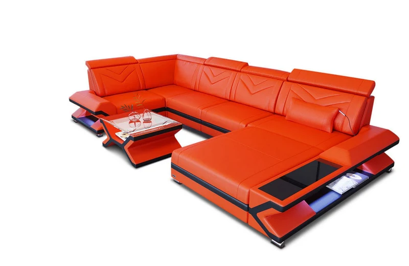 Designsofa Napoli Eleganz Pur U-Form aus Leder