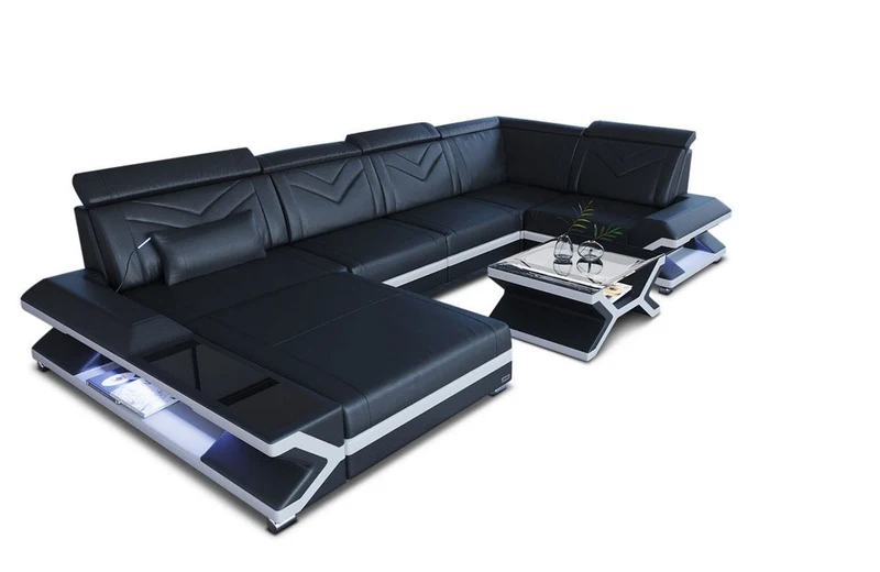 Designsofa Napoli Eleganz Pur U-Form aus Leder