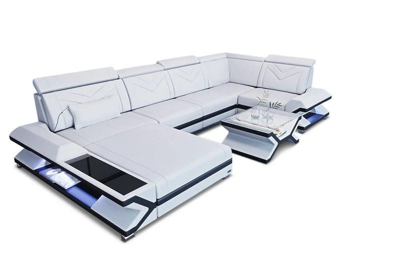 Designsofa Napoli Eleganz Pur U-Form aus Leder
