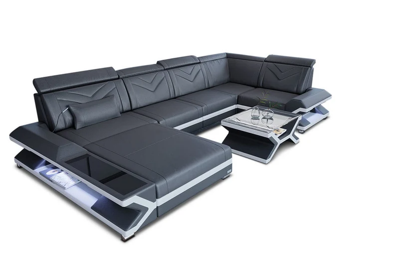Designsofa Napoli Eleganz Pur U-Form aus Leder