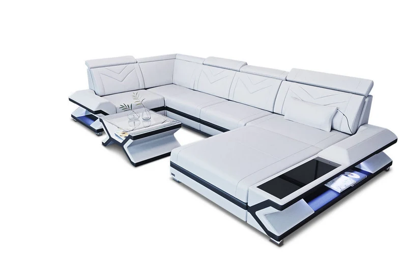 Designsofa Napoli Eleganz Pur U-Form aus Leder