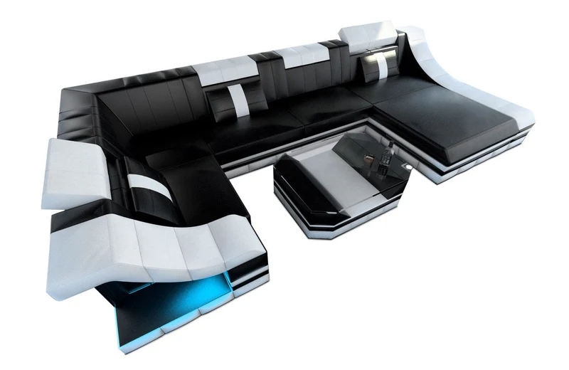 Wohnlandschaft Turino U-Form in Leder
