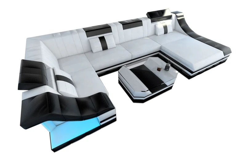 Wohnlandschaft Turino U-Form in Leder
