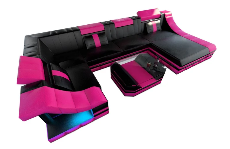 Wohnlandschaft Turino U-Form in Leder