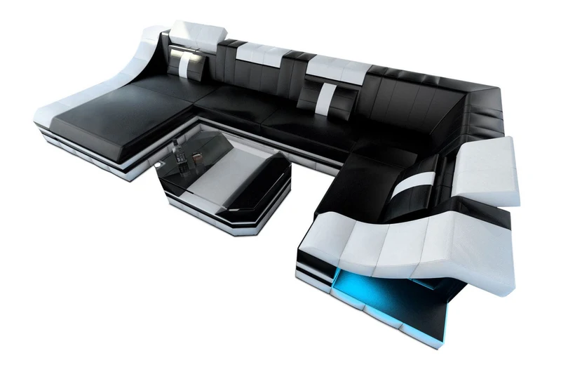 Wohnlandschaft Turino U-Form in Leder