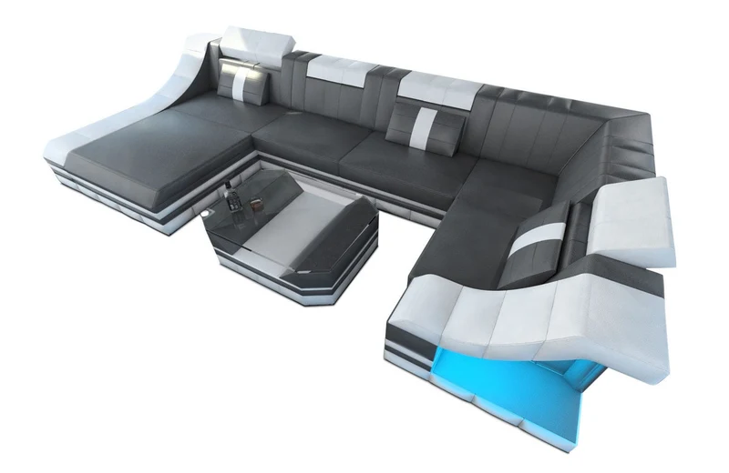 Wohnlandschaft Turino U-Form in Leder