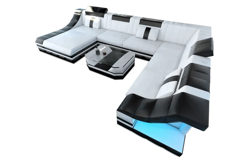 XXL Wohnlandschaft Turino U-Form aus Leder