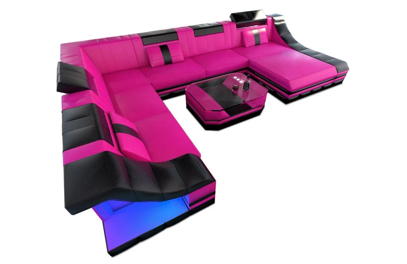 XXL Wohnlandschaft Turino U-Form aus Leder