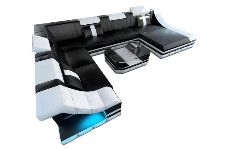XXL Wohnlandschaft Turino U-Form aus Leder