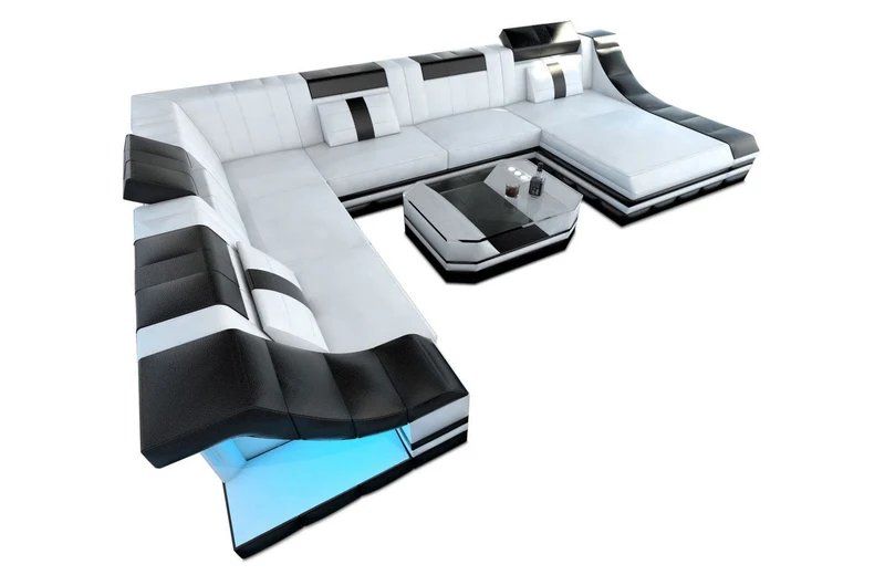 XXL Wohnlandschaft Turino U-Form aus Leder