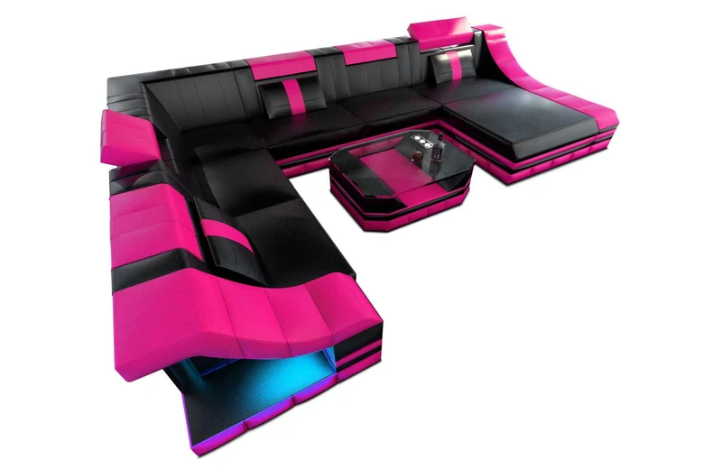 XXL Wohnlandschaft Turino U-Form aus Leder