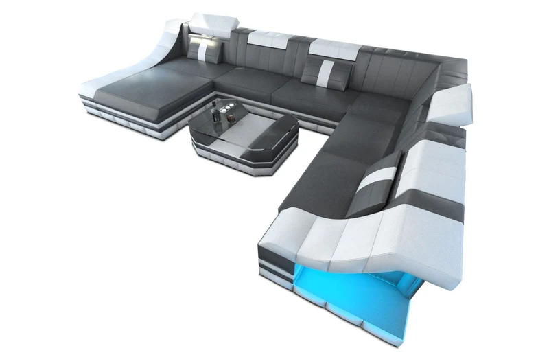 XXL Wohnlandschaft Turino U-Form aus Leder