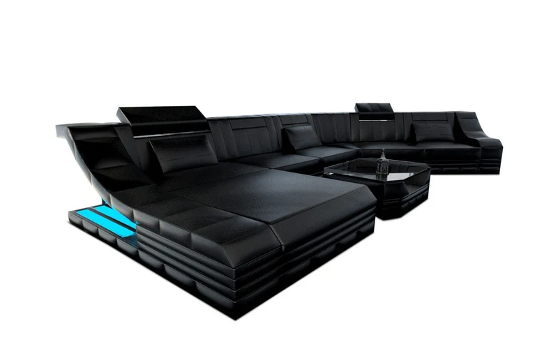 XXL Wohnlandschaft Turino CL-Form in Leder