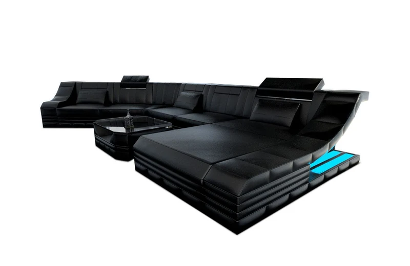 XXL Wohnlandschaft Turino CL-Form in Leder