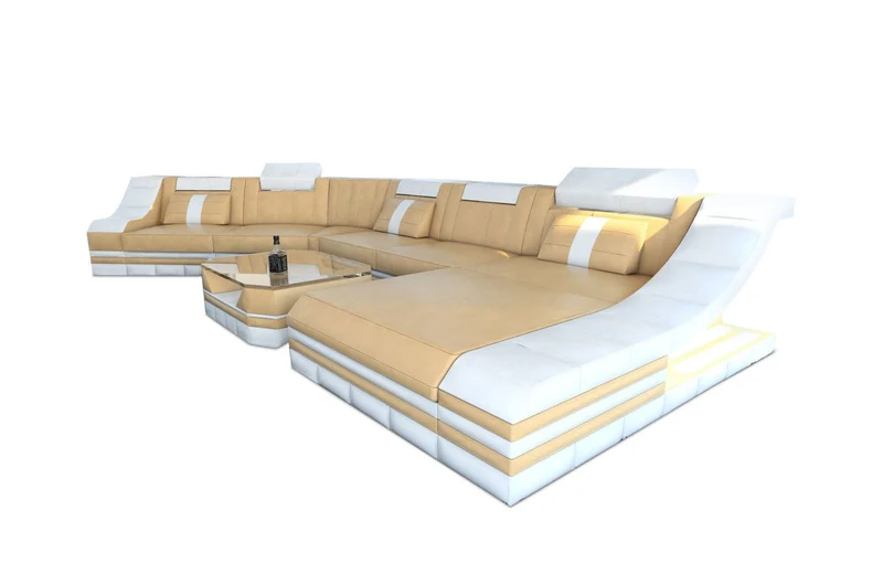 XXL Wohnlandschaft Turino CL-Form in Leder