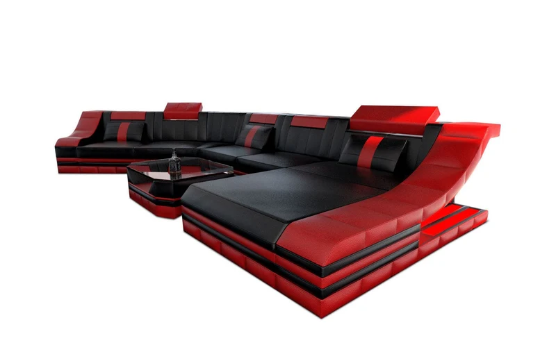 XXL Wohnlandschaft Turino CL-Form in Leder