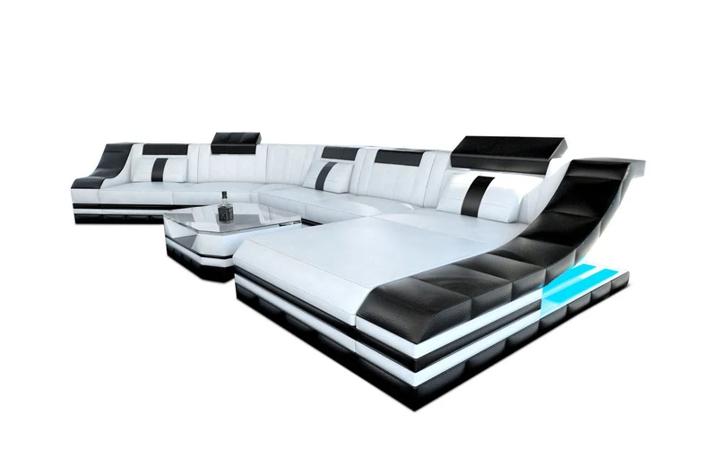XXL Wohnlandschaft Turino CL-Form in Leder