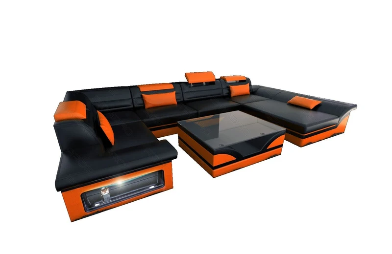 Sofa Enzo U-Form in Leder