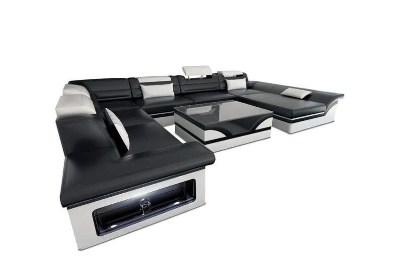 Wohnlandschaft Enzo XXL U-Form in Leder