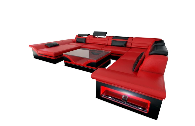 Wohnlandschaft Enzo XXL U-Form in Leder