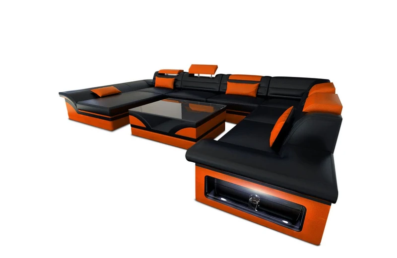 Wohnlandschaft Enzo XXL U-Form in Leder