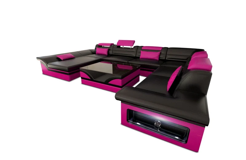 Wohnlandschaft Enzo XXL U-Form in Leder