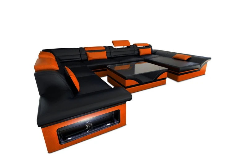 Wohnlandschaft Enzo XXL U-Form in Leder