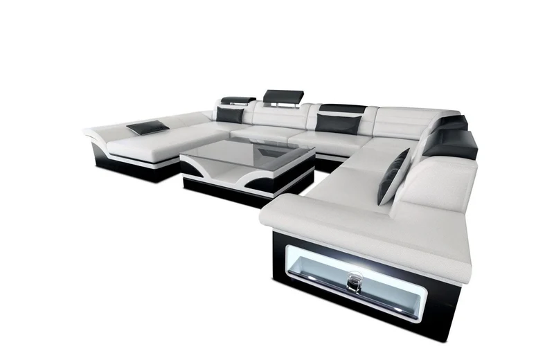 Wohnlandschaft Enzo XXL U-Form in Leder