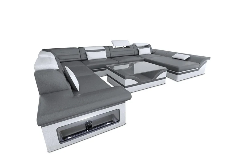 Wohnlandschaft Enzo XXL U-Form in Leder