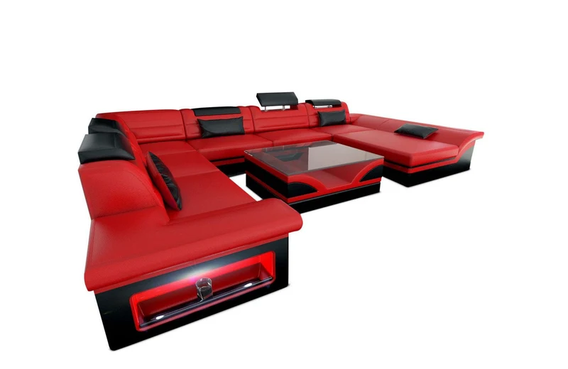 Wohnlandschaft Enzo XXL U-Form in Leder