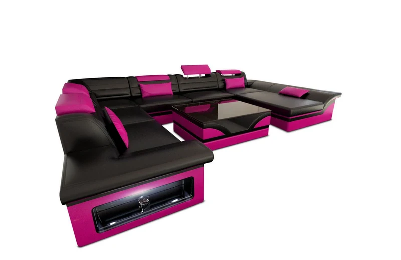 Wohnlandschaft Enzo XXL U-Form in Leder