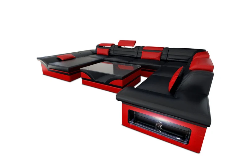 Wohnlandschaft Enzo XXL U-Form in Leder