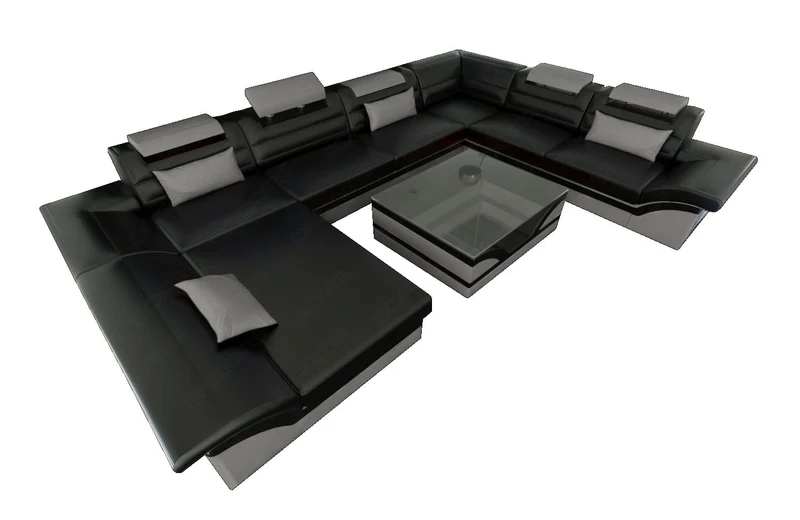 Wohnlandschaft Enzo XXL U-Form in Leder