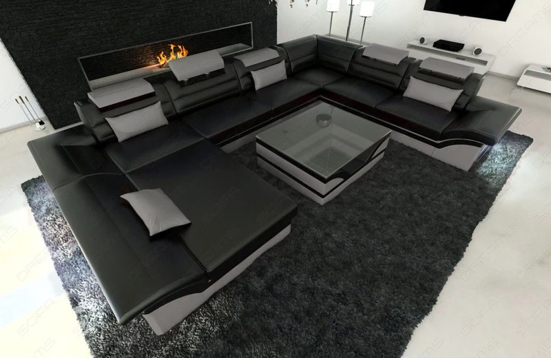 Wohnlandschaft Enzo XXL U-Form in Leder