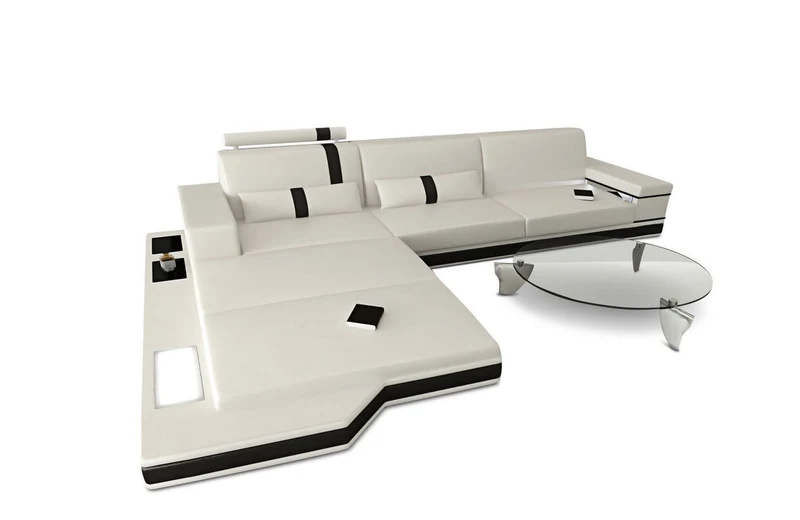 Couch Messana L-Form in Leder