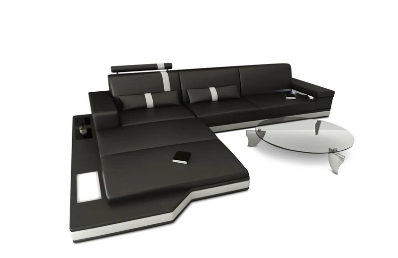 Couch Messana L-Form in Leder